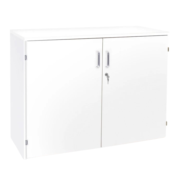 White Premium Cupboard With 2 Shelves - Mobile H833mm Premium  Storage Cupboards | Grey White Cupboards | www.ee-supplies.co.uk