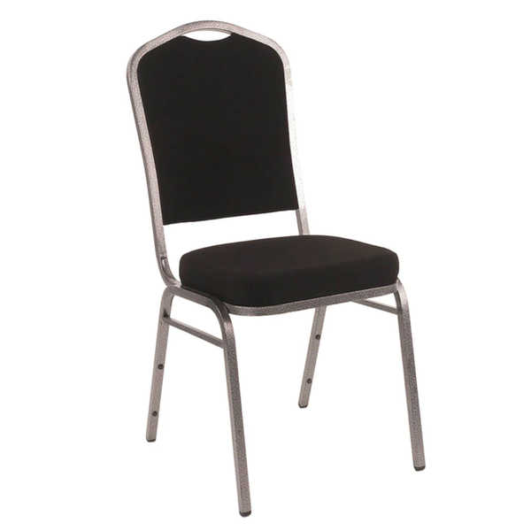 Crown Banqueting Chair - Black With Silver Black Steel Frame