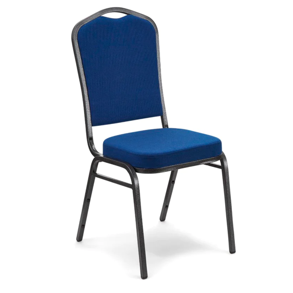 Crown Banqueting Chair - Blue With Silver Black Steel Frame