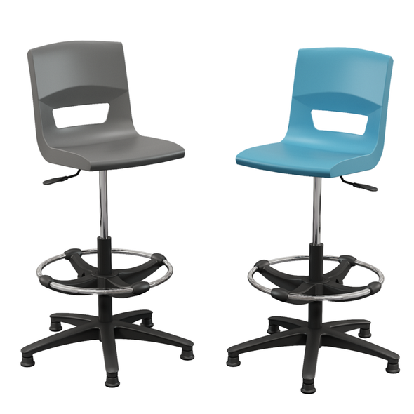 Task Stool With Nylon Base & Chrome Foot Ring Postura + Classroom High Chair Stool H685mm | Postura Chairs | www.ee-supplies.co.uk