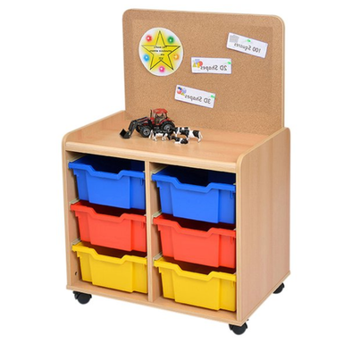 Tss 6 Deep Tray Storage Unit With Cork Board 6 Deep Tray TSS Unit | School tray Storage With Cork Board | www.ee-supplies.co.uk