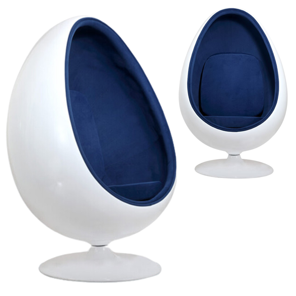 Retro Egg Shape Swivel Chair - Blue