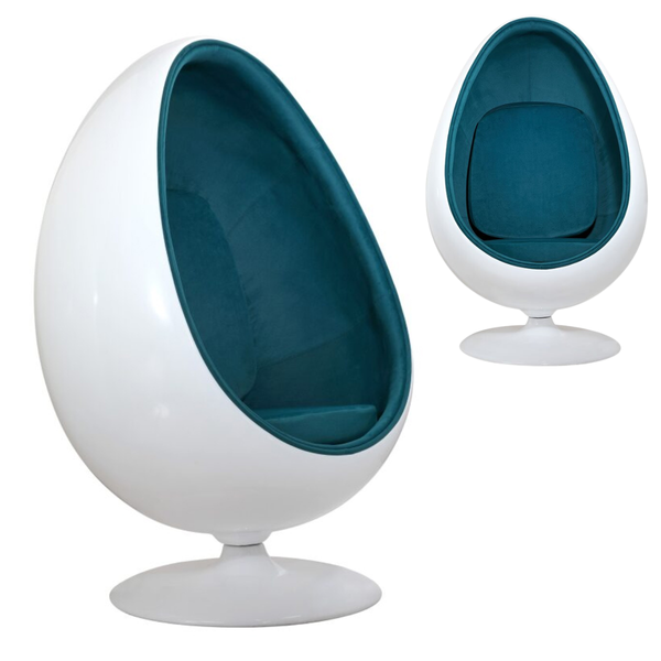 Retro Egg Shape Swivel Chair - Green