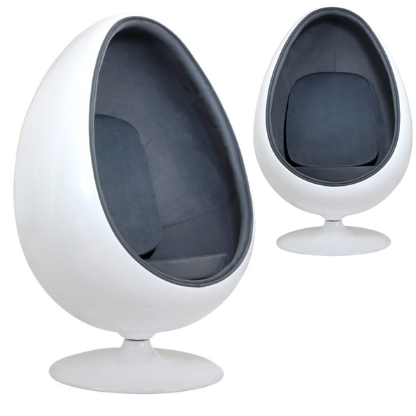 Retro Egg Shape Swivel Chair - Grey