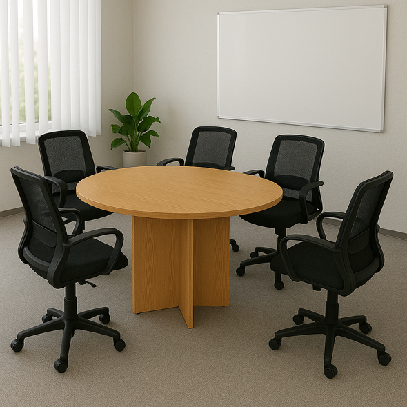 Round Meeting Table - Oak Round Meeting Tables | Office Meeting Tables | www.ee-supplies.co.uk