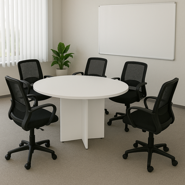 Round Meeting Table - White