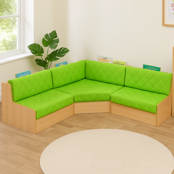 RS Children's Sofa Corner Set Green Finish Educational