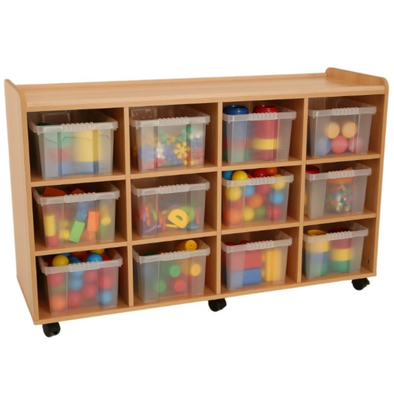 Mobile Sturdy Tray Storage Unit - 12 Deep Clear Trays Safe & Sturdy Mobile Tray STorage | School tray storage | www.ee-supplies.co.uk