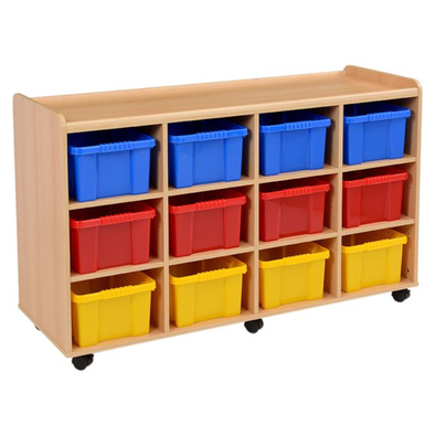 Mobile Sturdy Tray Storage Unit - 12 Deep Clear Trays x 2 Units Safe & Sturdy Mobile Tray STorage | School tray storage | www.ee-supplies.co.uk