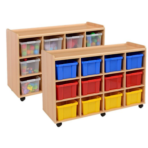 Mobile Sturdy Tray Storage Unit - 12 Deep Clear Trays x 2 Units Safe & Sturdy Mobile Tray STorage | School tray storage | www.ee-supplies.co.uk