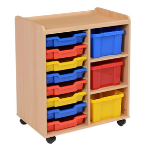 Mobile Sturdy Tray Storage Unit - 3 Deep & 8 Shallow Coloured Trays Safe & Sturdy Mobile Tray STorage | School tray storage | www.ee-supplies.co.uk