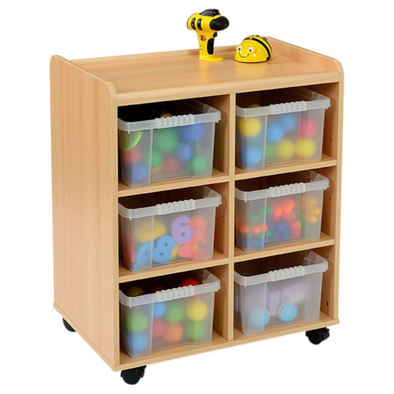 Mobile Sturdy Tray Storage Unit - 6 Deep Clear Trays Safe & Sturdy Mobile Tray STorage | School tray storage | www.ee-supplies.co.uk