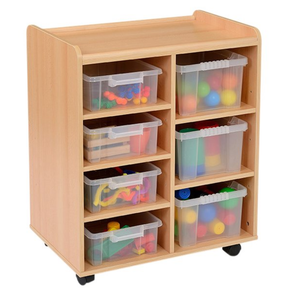 Mobile Sturdy Tray Storage Unit - 3 Deep & 4 Shallow Clear Trays Safe & Sturdy Mobile Tray STorage | School tray storage | www.ee-supplies.co.uk