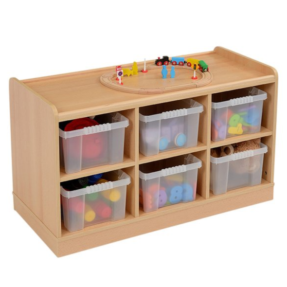 Sturdy Static Tray Storage Unit - 6 Clear Trays Safe & Sturdy Wooden Tary Storage Unit  | www. ee-supplies.co.uk