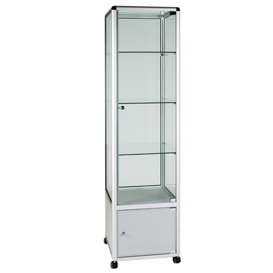 Safety Glass Aluminium Framed Showcase 500 x 500 x 1932mm + Cupboard Safety Glass Aluminium Framed Showcase 500 x 500 x 1932mm + Cupboard | ee-supplies.co.uk