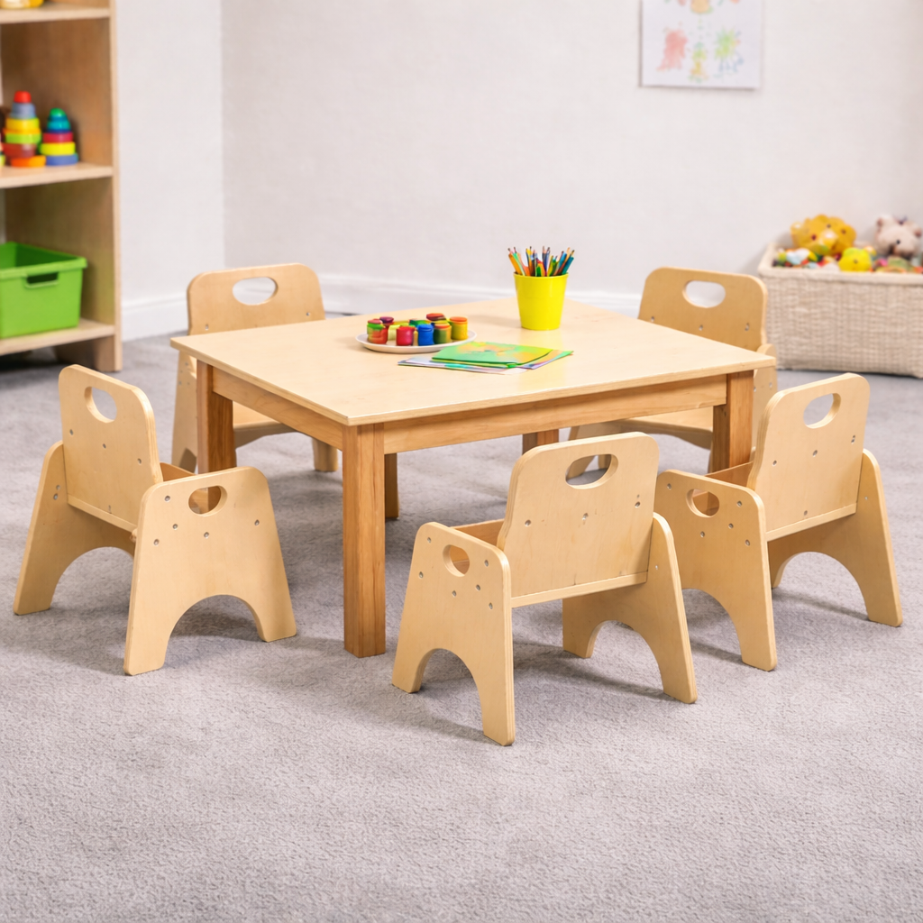 Eco Milk White Rectangular Table + 4 x Wobbler Chairs | Educational ...