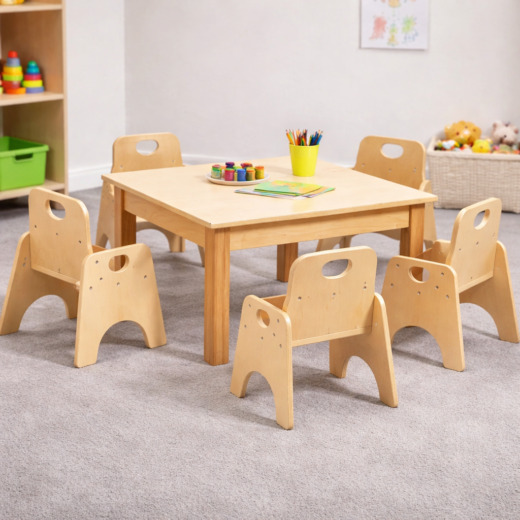 Eco Milk White Square Table + 4 x Wobbler Chairs | Seating | www.ee ...