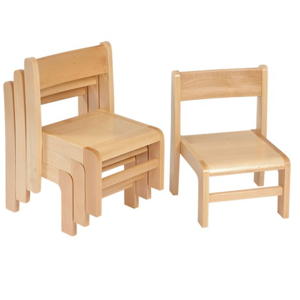 Solid Beech Nursery Stacking Chairs x 4 Beech Stacking Chairs | Classroom Chairs | www.ee-supplies.co.uk