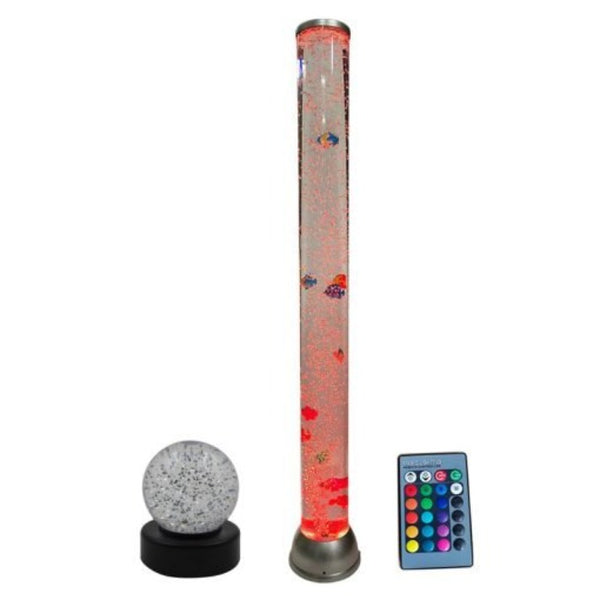 Sensory Bubble Tube + Remote + Light-Up Glitter Ball - H90cm