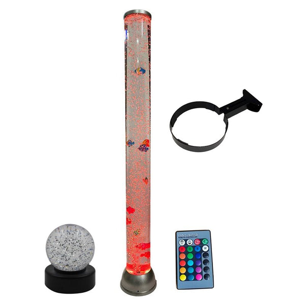 Sensory Bubble Tube + Remote + Wall Bracket + Light-Up Glitter Ball - H90cm
