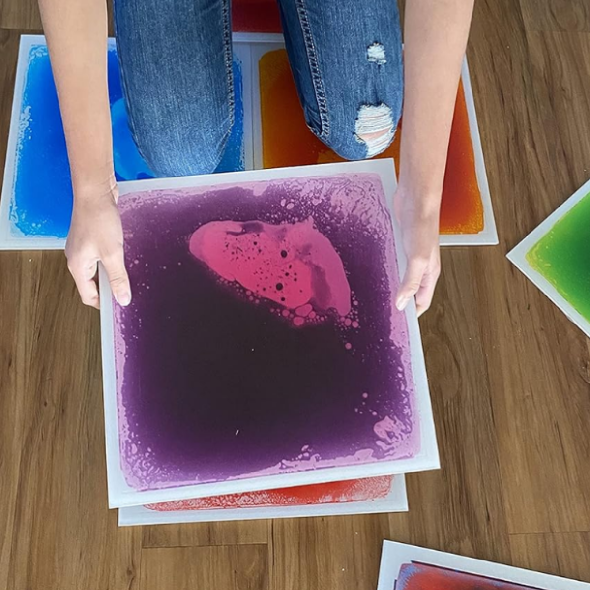Master Liquid Tile Sensory Liquid Floor Tile Set x 4 - 50 x 50cm | Educational Equipment ...