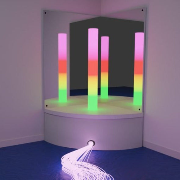 Sensory Waterless LED Tube 1.8mtr + White Padded Corner Plinth + Fibre Optic Light 100 Tails + 2 x Mirrors Sensory Waterless LED Tube 1.8mtr + White Padded Corner Surround + Fibre Optic Light 100 Tails + 2 x Mirrors | www.ee-supplies.co.uk