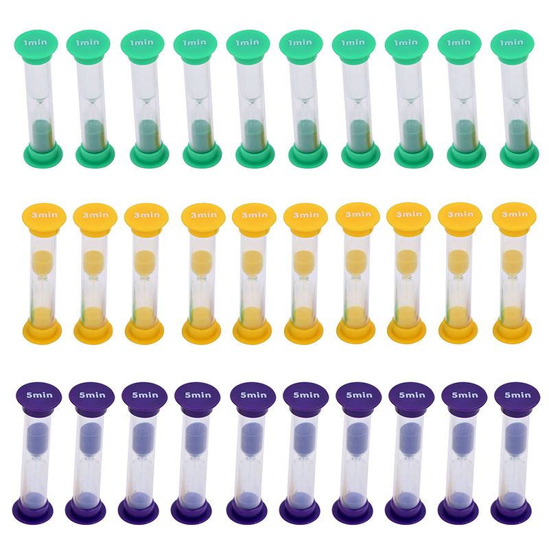 Set of 30 Mini Sand Timers Class Pack (10 x 1 min, 10 x 3 min, 10 x 5 ...