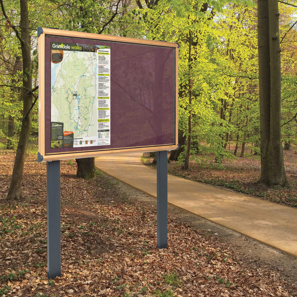 Shield Exterior Showcase / Noticeboard Wood Effect Frame + Sunken Posts ...