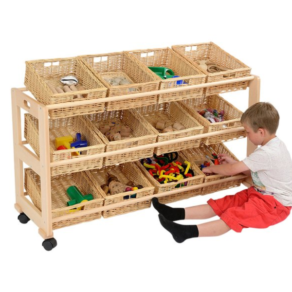 Single Sided Classroom Tidy x 12 Wicker Trays