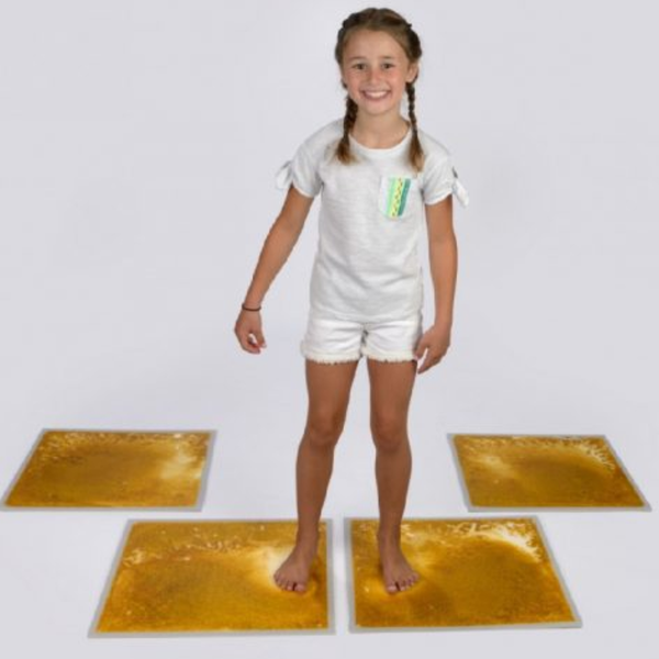 Sensory Liquid Gold Glitter Filled Sqaure Floor Tile