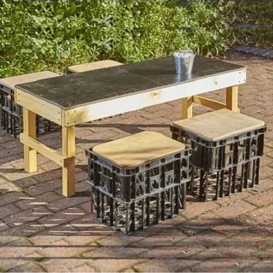 Slim Crate Chalk Table + Crate Seats Slim Crate Chalk Table + Crate Seats | Outdoor wooden furinture | ee-supplies.co.uk