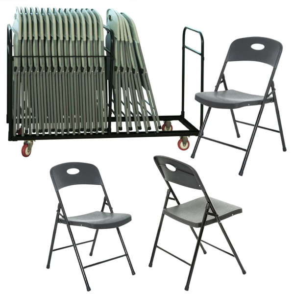 Smart Folding Chair Bundle - 28 Folding Chairs & Trolley