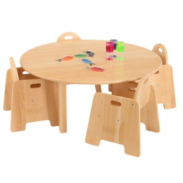 Solid Beech Circular Table D100 x H30cm & H14cm Infant Chairs x 4