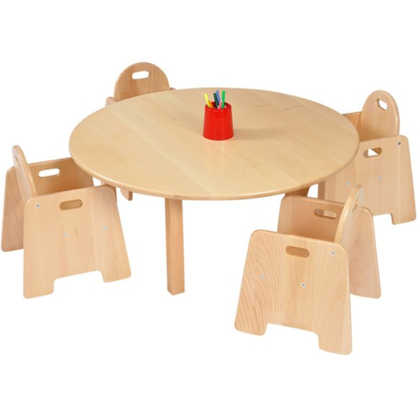 Solid Beech Circular Table D100 x H30cm & H14cm Infant Chairs x 4 Solid Beech Nursery Table & Chairs | Seating | www.ee-supplies.co.uk