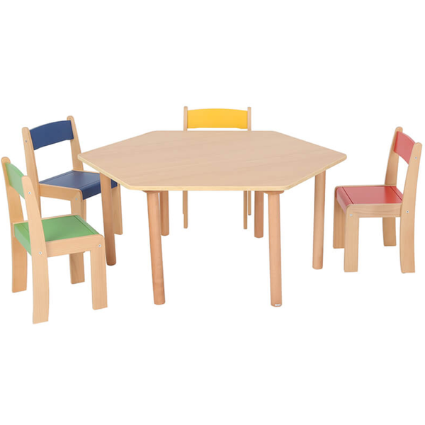 Solid Beechwood Nursery Table - Hexagonal