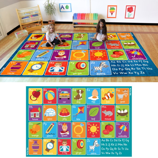 Square Alphabet Picture Learning Carpet W3000 x D2000mm
