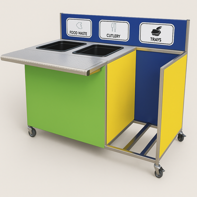 Standard 2 Bin Waste Food Clearing + Tray Store Trolley Standard 2 Bin Waste Food Clearing + Tray Store Trolley | www.ee-supplies.co.uk