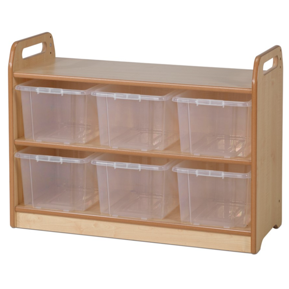Playscapes Static Tall Storage Unit & Mirror Back- 6 x Plastic Trays Static Tall Plastic Tray Store With Mirror Panel | School Tray Storage | www.ee-supplies.co.uk