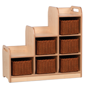 Plascapes Stepped Storage - Right Hand - Wicker Baskets Stepped Storage unit | Cloakroom | www.ee-supplies.co.uk