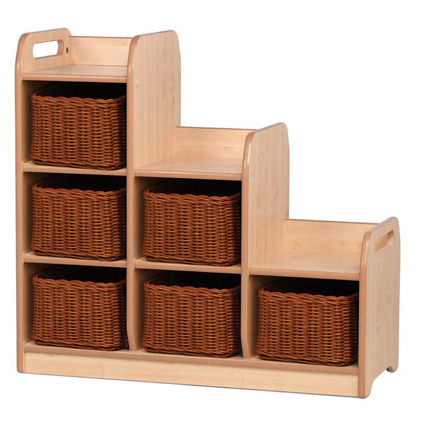 Playscapes Stepped Storage - Left Hand - Wicker Baskets