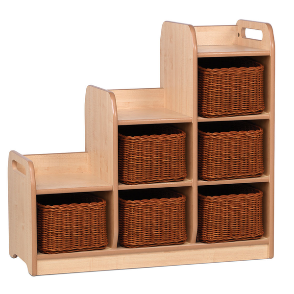 Playscapes  Stepped Storage - Right Hand - Wicker Baskets