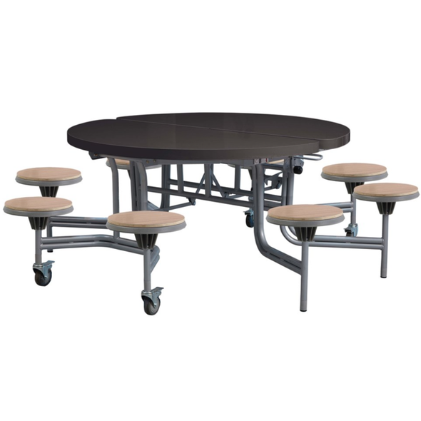 Primo Mobile Folding School Dining Table 8 Seat Round - Black Gloss - D152cm 8 Seat Primo Round Mobile Folding School Dining Table - Black gloss - D1520mm | Dining | www.ee-supplies.co.uk