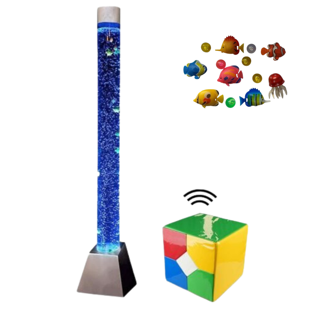 Tall Sensory Bubble Tube 180cm + Floating Fish + Cube Controller ...