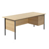 Basic Rectangular Single Pedestal Desk 2 x Drawers TeachersSingle Desk Beech + Modesty Panel| 2 drawers | www.ee-supplies.co.uk