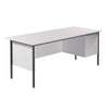 Basic Rectangular Single Pedestal Desk 2 x Drawers TeachersSingle Desk Beech + Modesty Panel| 2 drawers | www.ee-supplies.co.uk