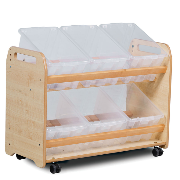 Playscapes Tilt Tray Storage Unit - 6 x Clear Tubs Tilit Tray STorage Unit | 6 Plastic Trays | www.ee-supplies.co.uk