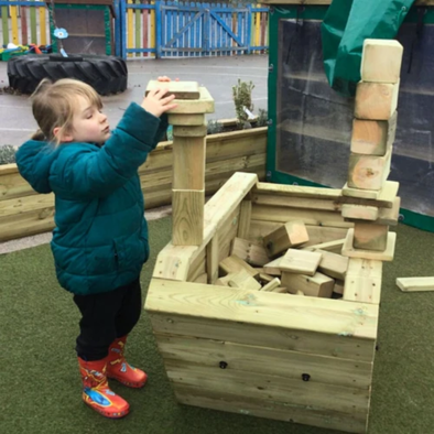 Toddler Wooden Skip And Wooden Blocks Toddler Wooden Skip And Wooden Blocks | Wooden Construction | www.ee-supplies.co.uk