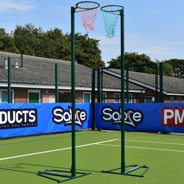 Tournament Wheelaway Netball Posts x 2 - Dark Green Tournament Wheelaway Netball Posts Pair  | www.ee-supplies.co.uk
