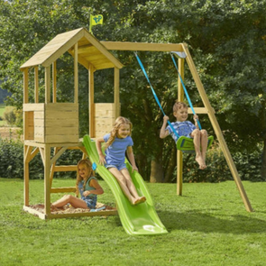 Treehouse Wooden Play Tower with Wavy Slide & Swing Arm - FSC® certified Treehouse Wooden Play Tower with Wavy Slide & Swing Arm - FSC® certified |  www.ee-supplies.co.uk