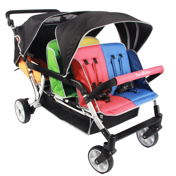 Familidoo 6 Seater Pushchair & Free Rain Cover - Lightweight Folding Multi Seat Stroller